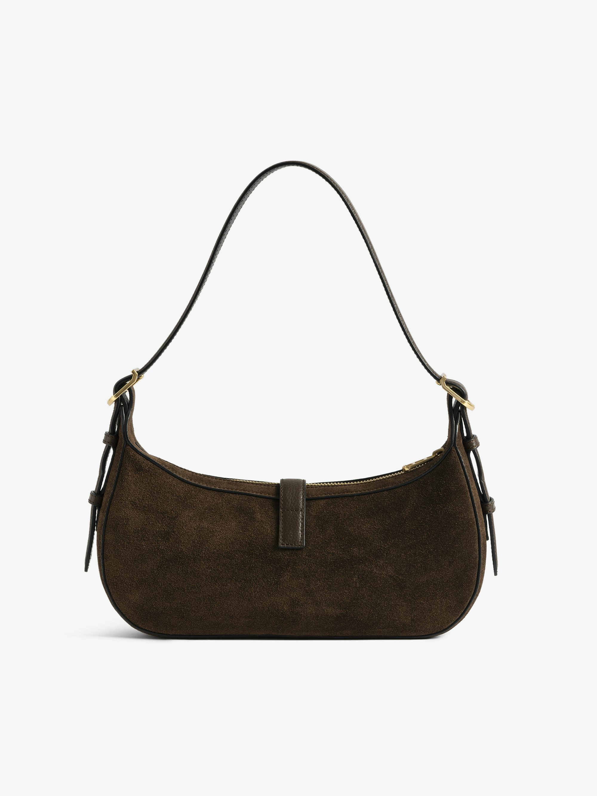 Moonrise Bag - Baguette bag in suede with leather handle and signature wings.